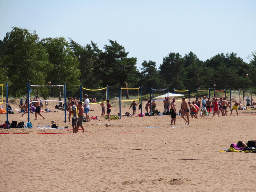 Volleyball courts row.